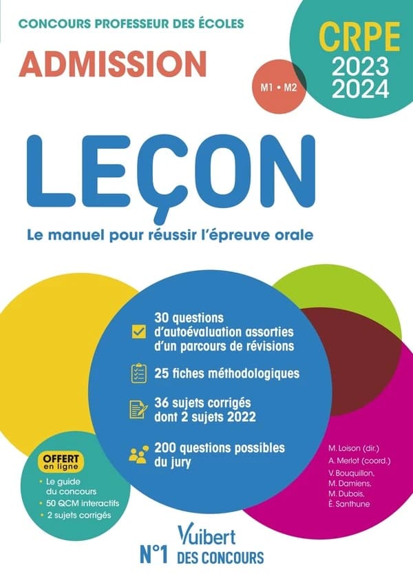 Leçon : le manuel pour réussir l'épreuve orale : concours professeur des écoles, admission : CRPE 2023-2024, M1-M2