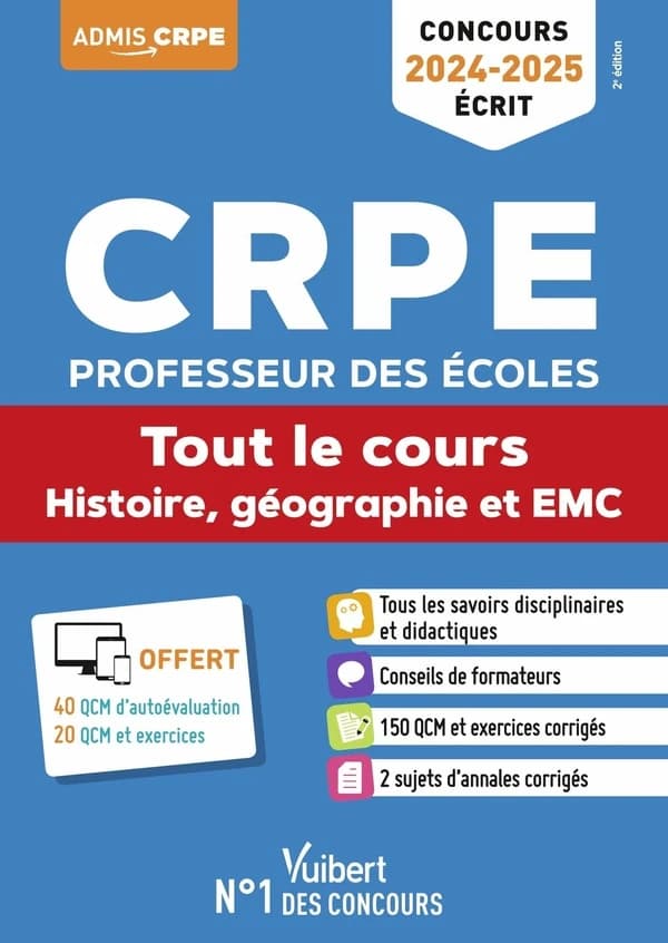 CRPE, professeur des écoles : tout le cours histoire, géographie et EMC : concours écrit 2024-2025 (2e éd.) ouvrage dirigé par Marc Loison,... ; coordonné par Sylvie Considère,... ; [auteurs], André Janson,... Bernard Malczyk,.. ; avec la collaboration de