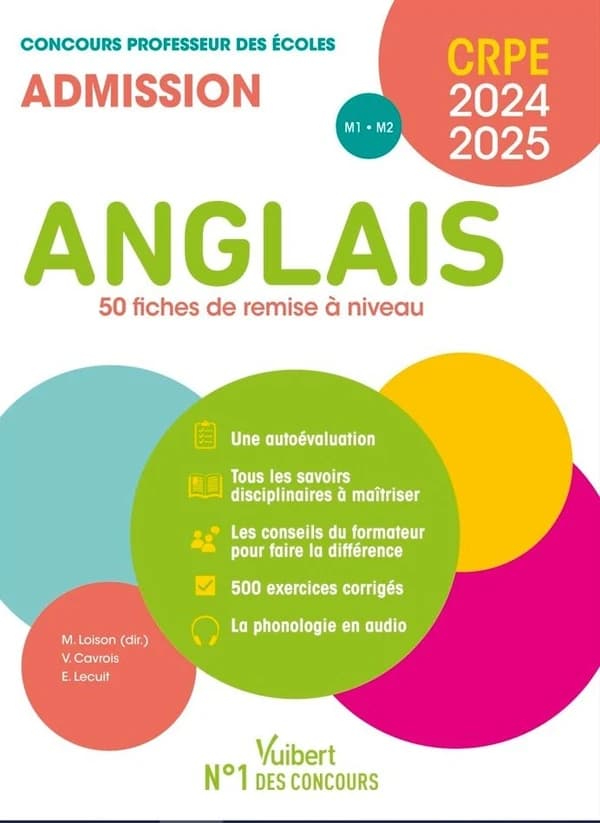 Anglais : 50 fiches de remise à niveau : concours professeur des écoles : admission : CRPE 2024-2025 : M1-M2