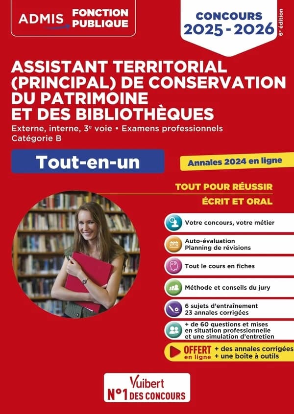 Assistant territorial, assistant principal de conservation du patrimoine et des bibliothèques : concours 2025-2026 : tout-en-un (6e éd.) Albane Lejeune,...