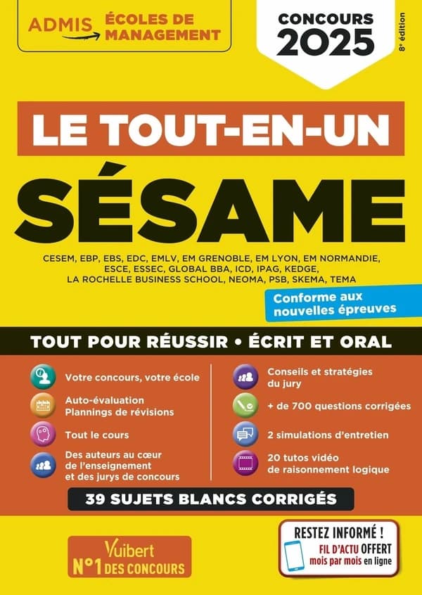 SÉSAME : le tout-en-un : concours 2025 (8e éd.) ouvrage coordonné par Sophie Mattern ; [avec les contributions de] Anne-Marie Bonnerot,... Marie-Laure Boursat,... Sébastien Drevet,... [et al.]