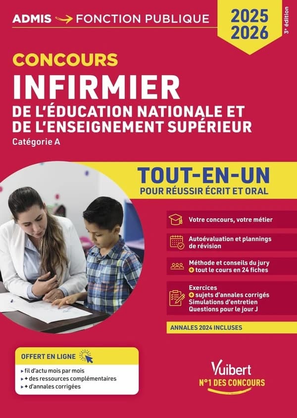 Concours infirmier de l'éducation nationale et de l'enseignement supérieur : tout-en-un (3e éd.) ouvrage coordonné par Mandi Gueguen,... ; [rédigé par] Karin Bourquin,... [et] Marianne Marchand,...