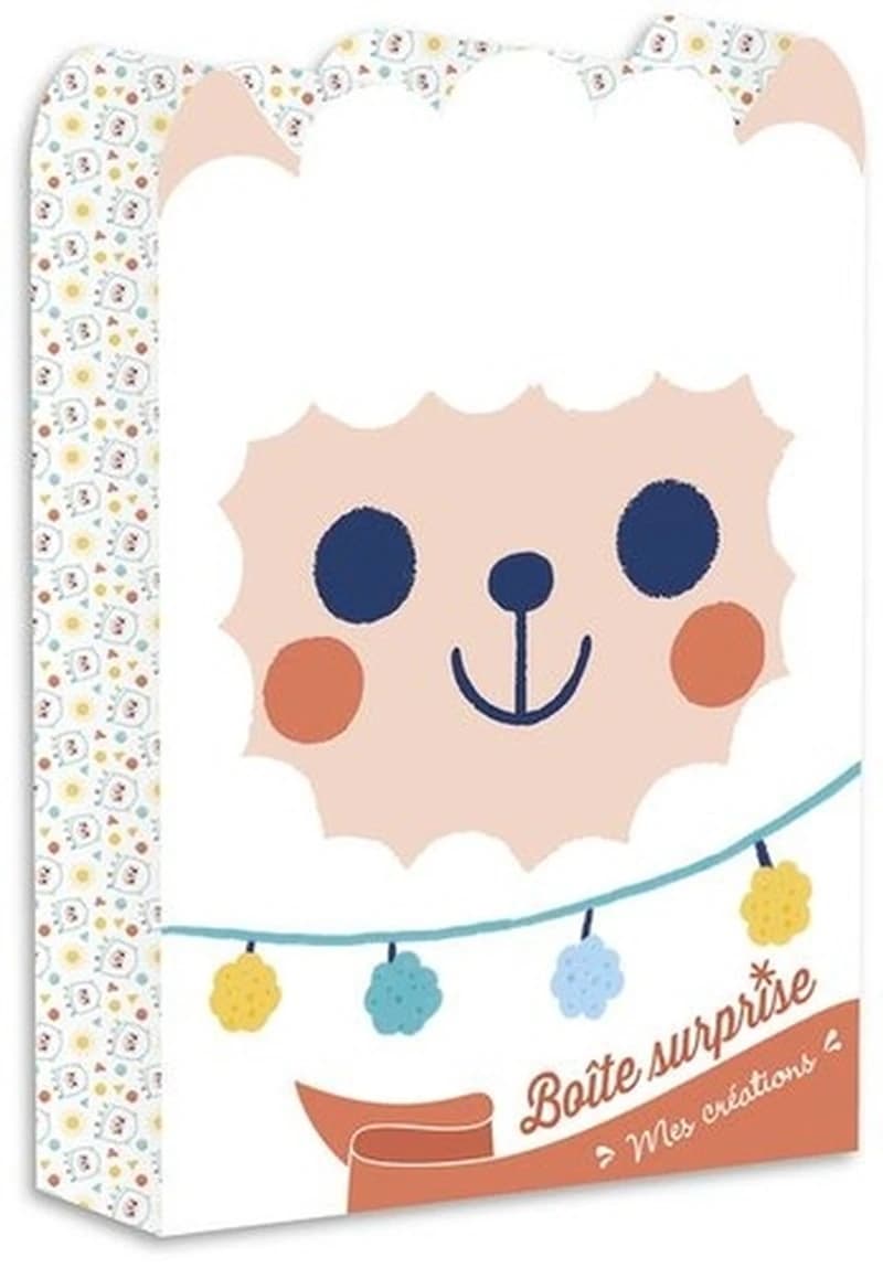 Boîte surprise Lama  - Avec 1 livre de coloriage, 1 bracelet, 50 strass, 2 cartes à gratter, 2 cartes en strass, 1 bâtonnet, 1 planche de stickers et 4 feuilles d'origamis