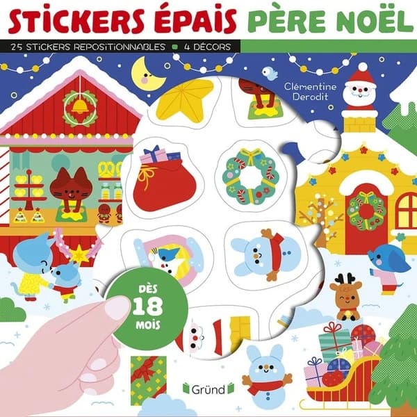 Stickers épais Père Noël : Inclus 25 stickers repositionnables et 4 décors