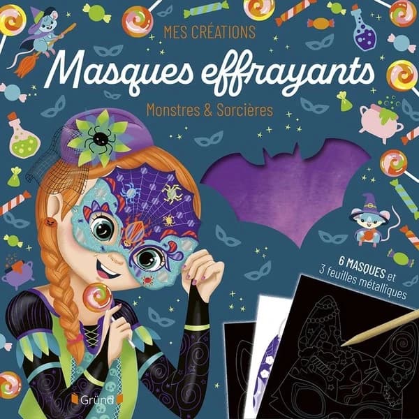 Mes créations : masques effrayants - monstres et sorcières : [Album à colorier]