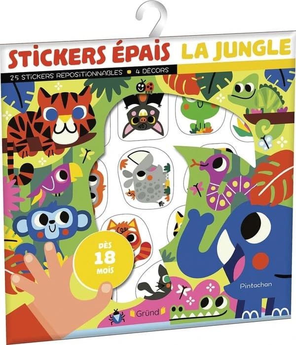 Stickers épais : la jungle - 25 stickers repositionnables - 4 décors - dès 18 mois : [Autocollant]