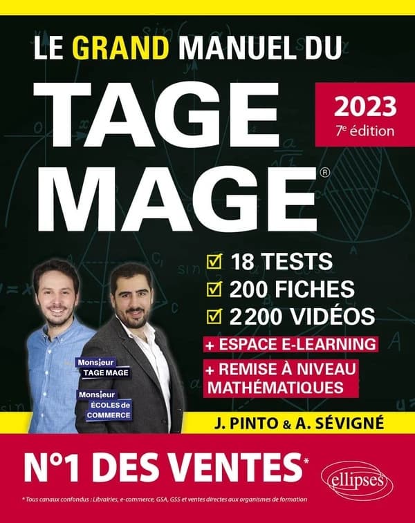 Le grand manuel du TAGE MAGE : 18 tests, 200 fiches, 2200 vidéos (7e éd., 2023, [à jour du] nouveau programme officiel) Joachim Pinto & Arnaud Sévigné