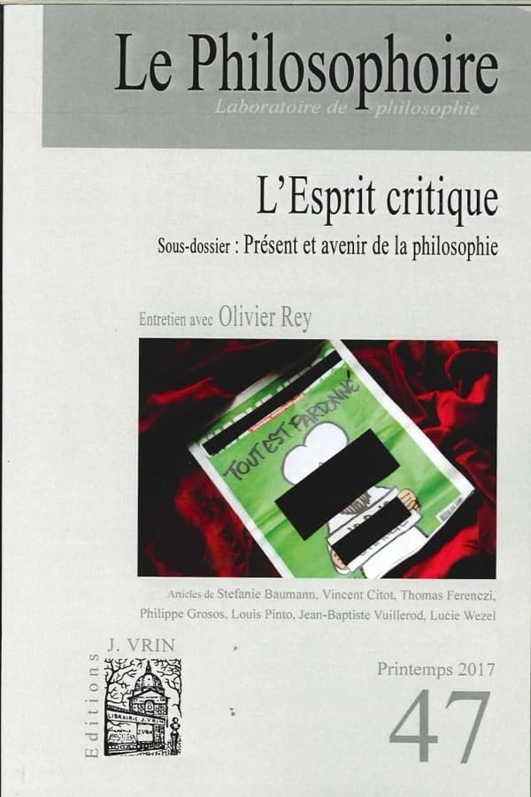Revue le philosophoire n.47 : l'esprit critique