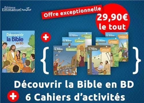 Bible en BD ; pack 6 cahiers d'activité ; livre découvrir la Bible en BD