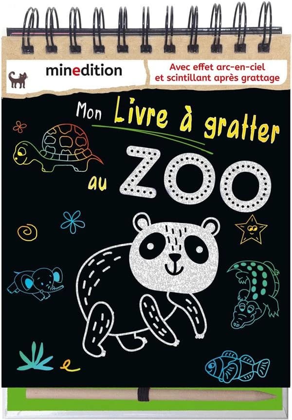 Mon livre à gratter au zoo : avec effet arc-en-ciel et scintillant après grattage : [carte à gratter]