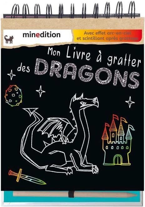 Mon livre à gratter des dragons : avec effet arc-en-ciel et scintillant après grattage : [Album à colorier]