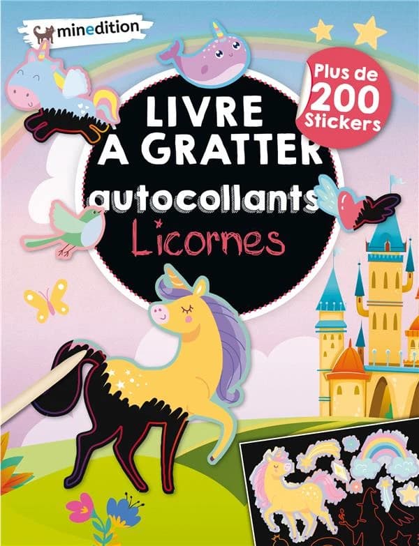 Livre à gratter : licornes : autocollant, plus de 200 stickers : [Autocollant]
