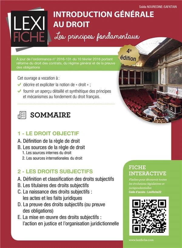 Introduction générale au droit : les principes fondamentaux (4e éd.) Saïda Nouredine-Safatian