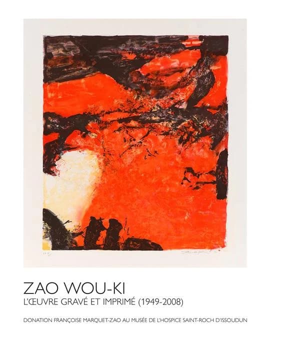 Zao Wou-Ki, Plage de papier : l'oeuvre gravé et imprimé, 1949-2008 : donation Françoise Marquet-Zao au Musée de l'Hospice Saint-Roch d'Issoudun : [exposition, Issoudun, Musée de l'Hospice Saint-Roch, 16 juin-30 décembre 2023]