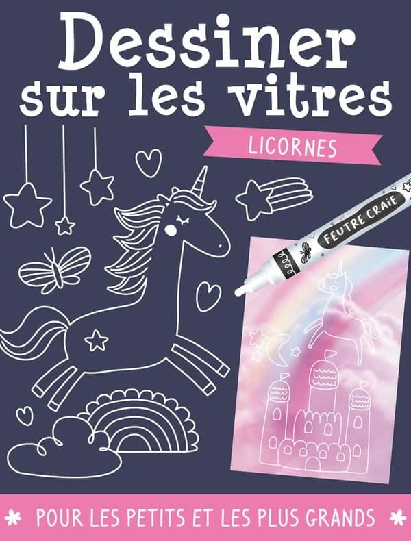 Dessiner sur les vitres : licornes : pour les petits et les plus grands : [Autocollant]