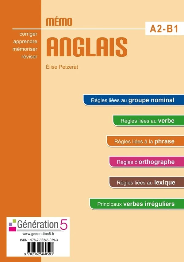 Mémo anglais A2-B1 (Collège)