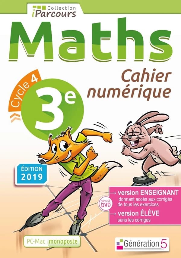 IPARCOURS : mathématiques ; 3e  ; cahier numérique ; DVD enseignant monoposte