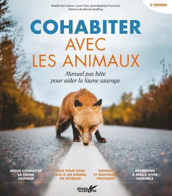Cohabiter avec les animaux : manuel pas bête pour aider la faune sauvage (2e éd.) Maëlle Kermabon, Lucie Yrles, Jean-Baptiste Pouchain ; dessins de Marion Jouffroy