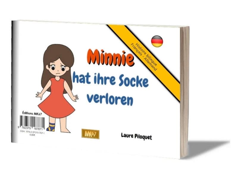 Minnie a perdu sa chausette ([Éd.] bilingue français-allemand) texte et illustrations, Laure Piloquet : Minnie hat ihre Socke verloren