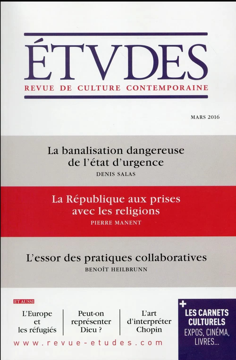 Études : mars 2016