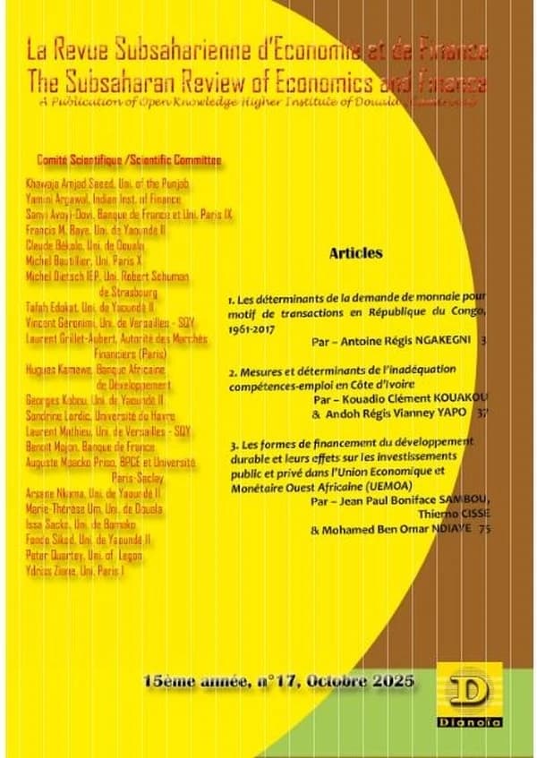 Revue subsaharienne d'économie et de finance