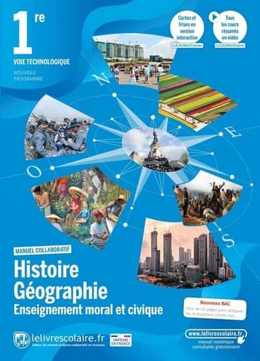 Histoire-géographie, enseignement moral et civique, 1re, voie technologique : nouveau programme
