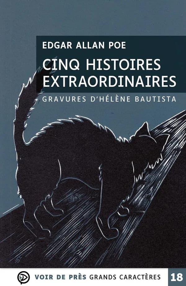 Cinq histoires extraordinaires ([Éd. en] grands caractères) Edgar Allan Poe ; traduit par Charles Baudelaire ; illustré par Hélène Bautista