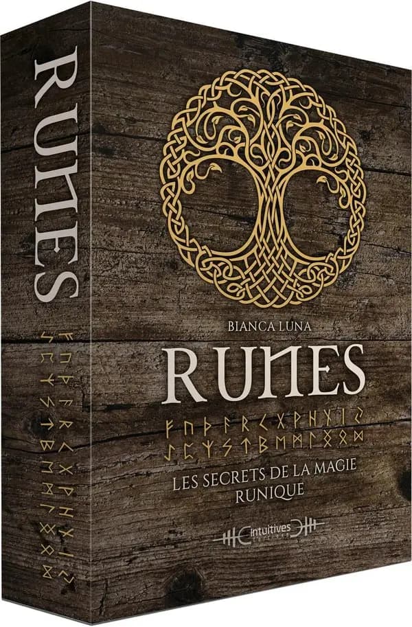 Runes : Les secrets de la magie runique. Coffret avec un livre, 25 runes en bois, un sac en velour