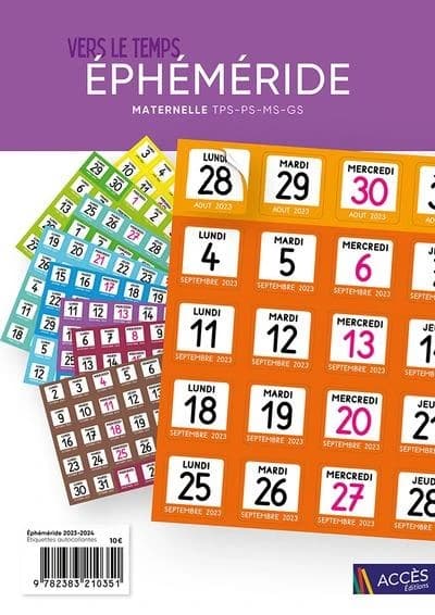 Vers le temps : Maternelle ; éphéméride (édition 2023