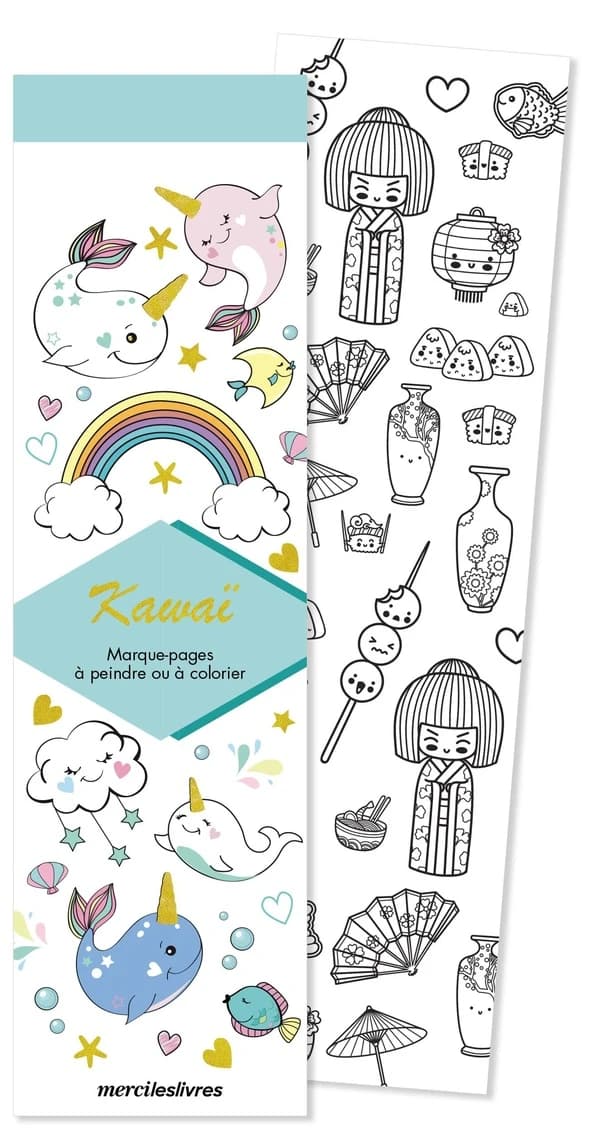 Marque-pages : kawaïï : 50 marque-pages à peindre ou à colorier