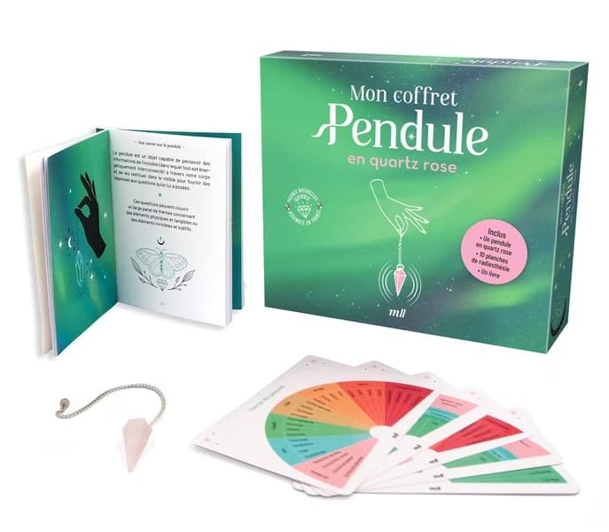 Mon coffret pendule en quartz rose : Découvrez les mystères de la radiesthésie ; Un pendule divinatoire