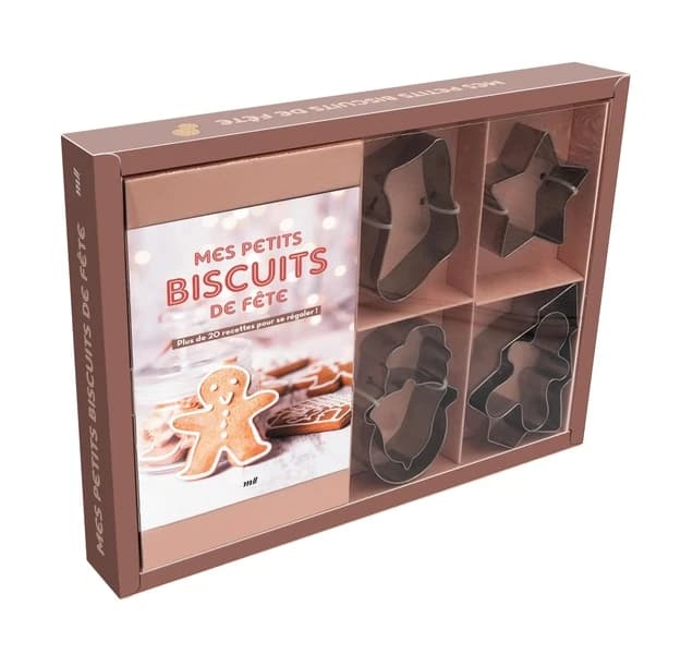Coffret Mes petits biscuits de fête : 6 emporte-pièces et un livre avec plus de 20 recettes pour se régaler !