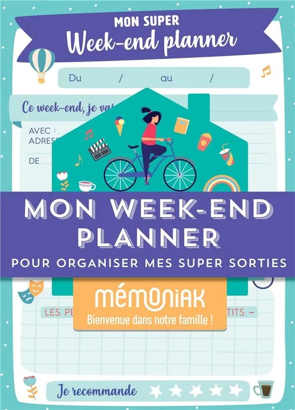 Mon week-end planner pour organiser mes super sorties Mémoniak : bloc aimanté de 52 listes à completer