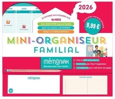 Mémoniak : Mini-organiseur familial : De septembre à décembre (édition 2025