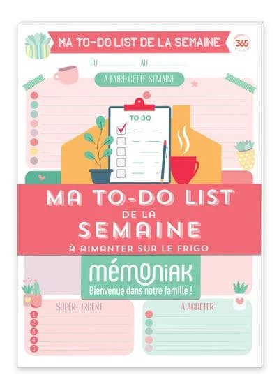 Mémoniak : Ma to-do list de la semaine à aimanter sur le frigo : bloc de 52 listes aimantés