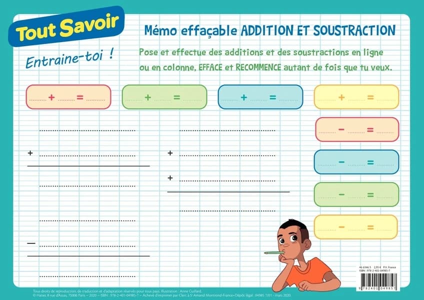 Tout savoir : mémo effacable addition et soustraction