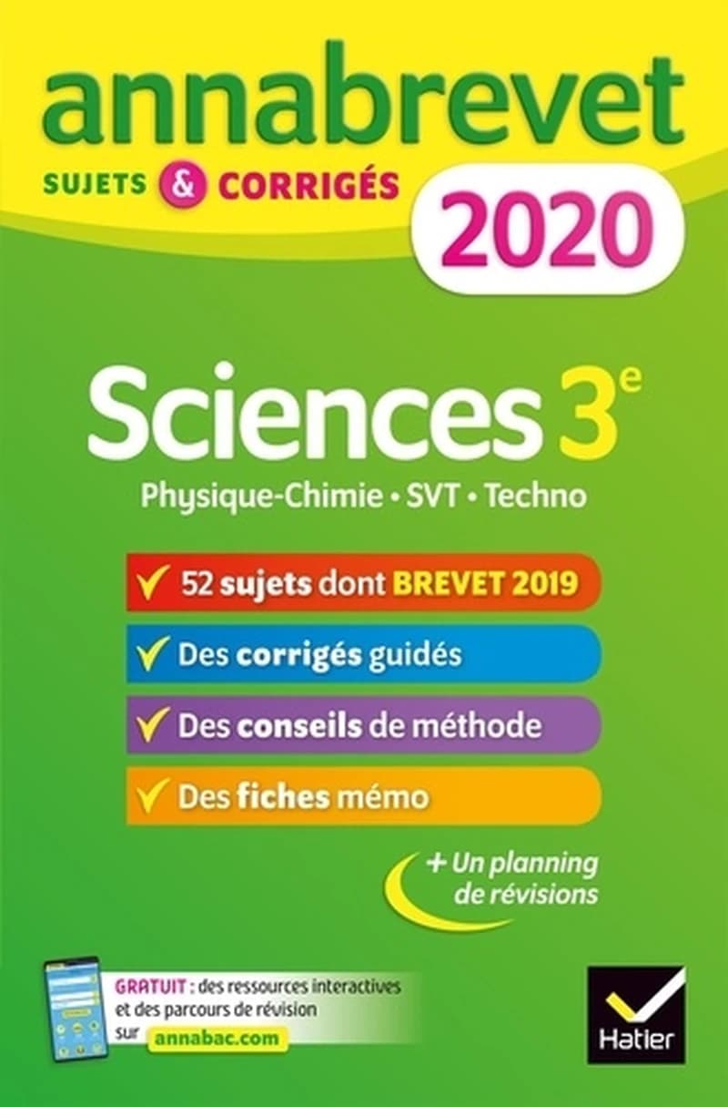 Sciences : Physique-chimie SVT Technologie 3e - Sujets et corrigés