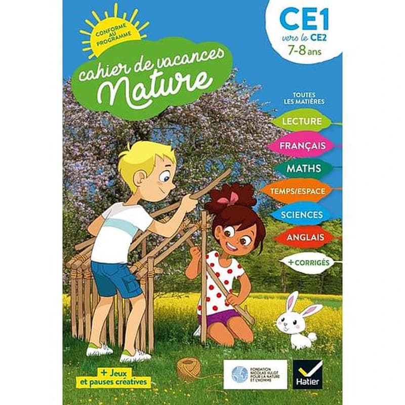 Cahier de vacances nature du CE1 au CE2 - Toutes les matières