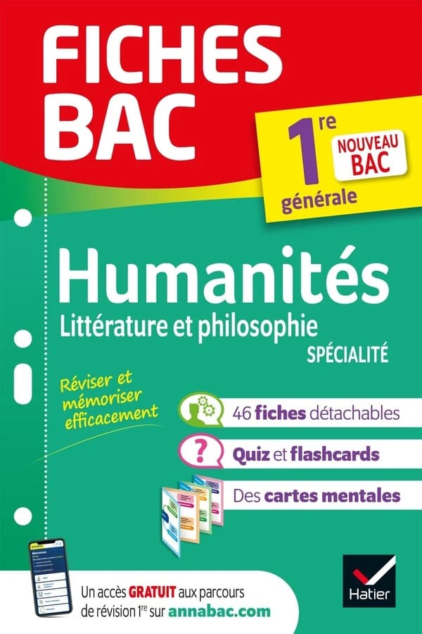 Fiches bac : humanités : littérature et philosophie, spécialité ; 1re génerale (édition 2022)