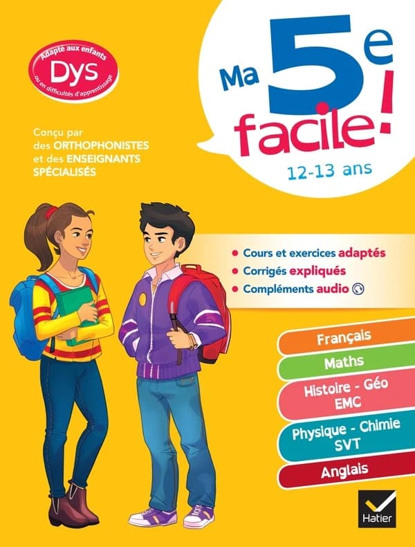 Ma 5e facile ! toutes les matières ; adapté aux enfants dys ou en difficulté d'apprentissage