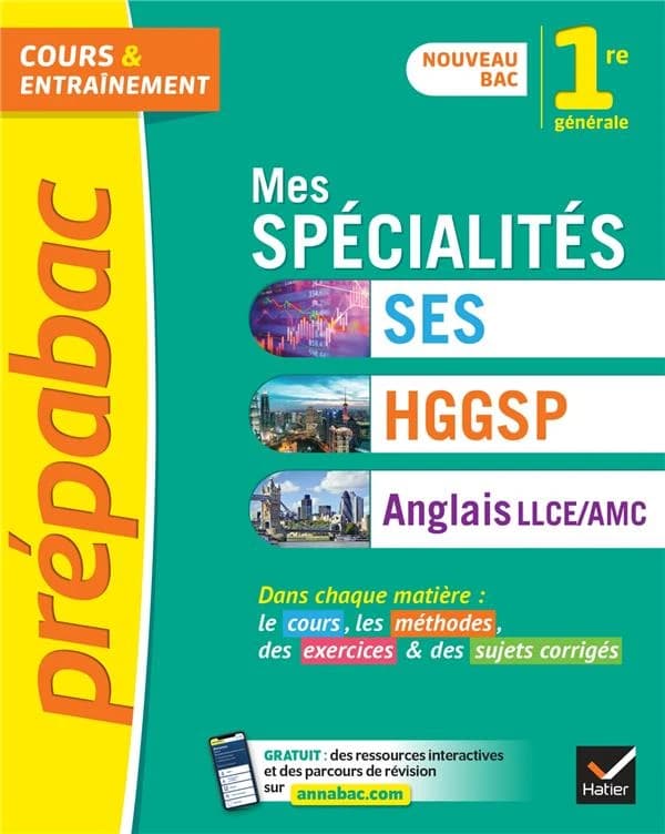 Prépabac cours & entraînement : mes spécialités SES, HGGSP, anglais LLCE