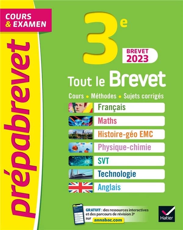 Prépabrevet cours & examen : tout le brevet ; 3e ; cours, méthodes, sujets corrigés (édition 2023)