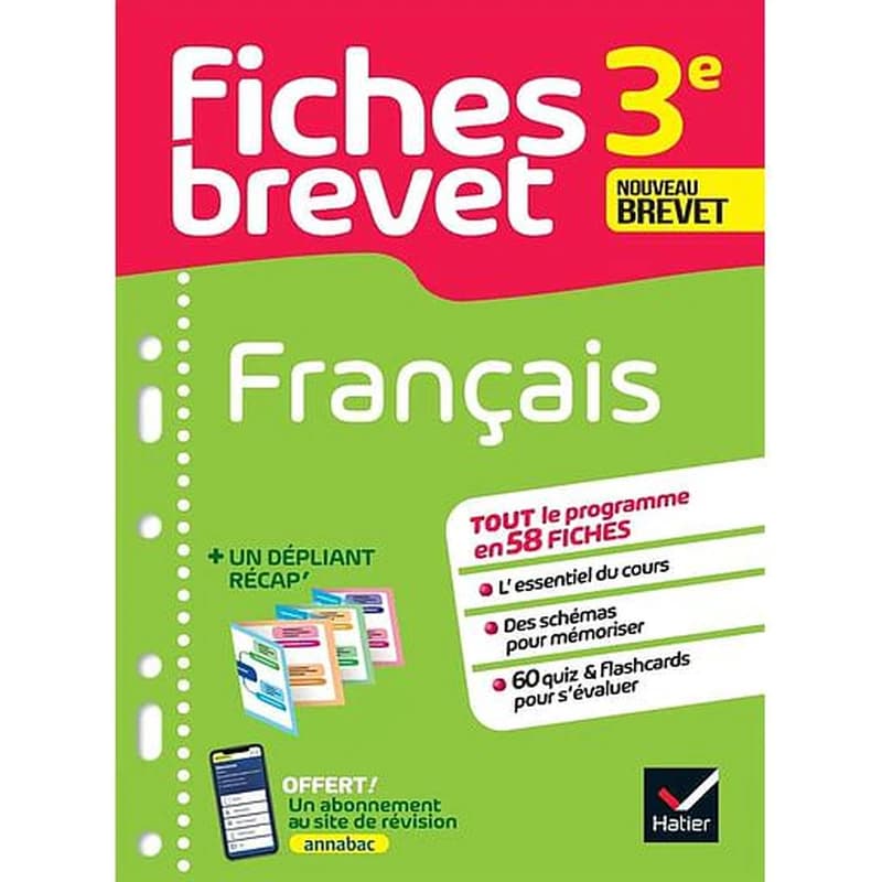 Fiches brevet Tome 1 : français ; 3e