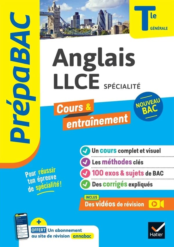 Prépabac cours & entraînement : anglais, LLCE spécialité ; terminale