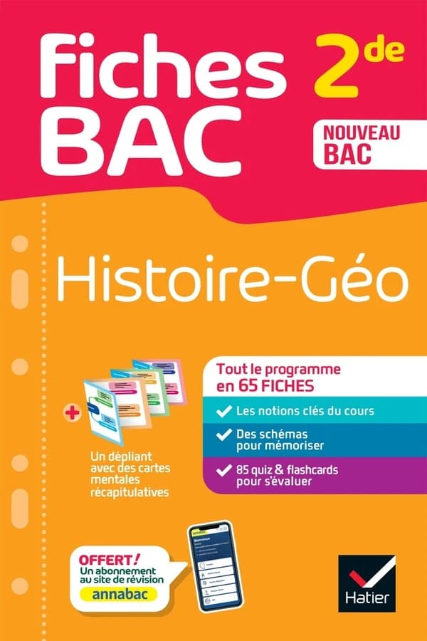 Fiches bac : Histoire-Géographie ; 2de ; Tout le programme en 65 fiches
