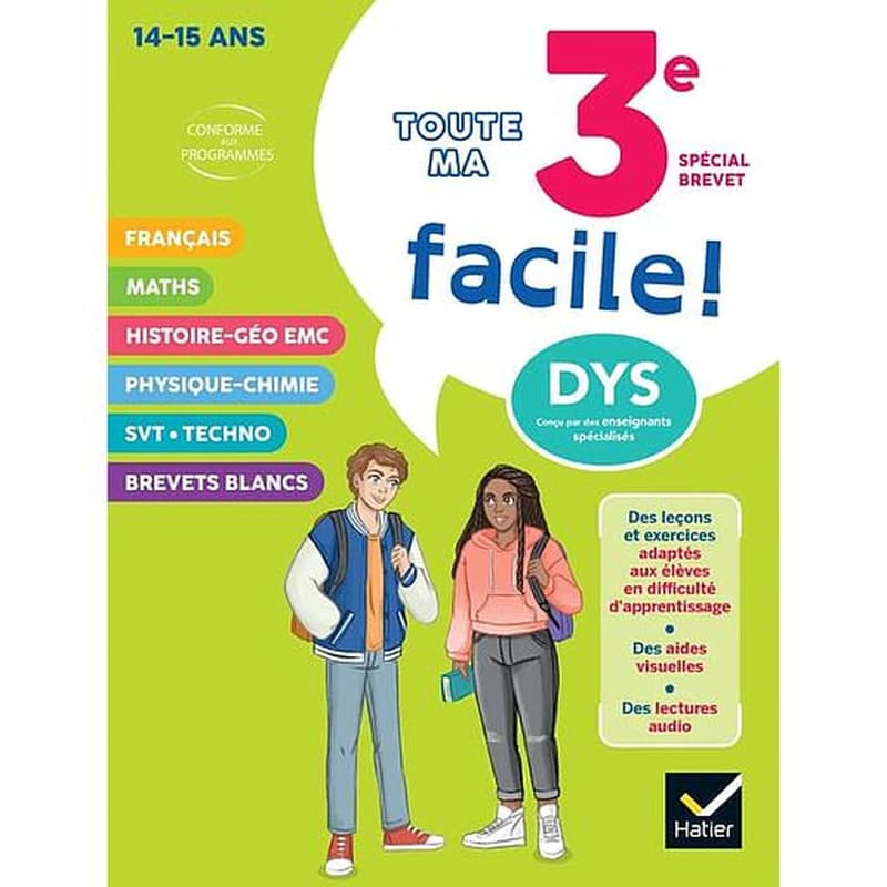 Toute ma 3e facile ! Spécial brevet ! tout-en-un adapté aux enfants dyslexiques
