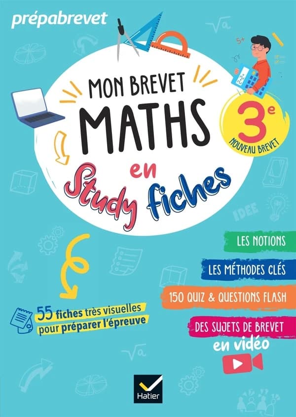 Prépabrevet : Mon brevet Maths en studyfiches ; 3e ; 55 fiches très visuelles pour préparer l'épreuve (édition 2025)