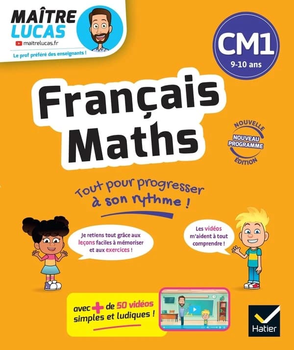 C'est simple avec Maître Lucas : Français et Maths ; CM1 ; Cahier de soutien avec des vidéos : Leçons et exercices corrigés