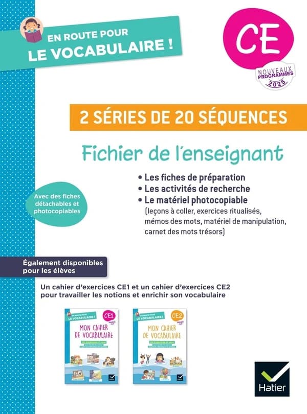 En route pour le vocabulaire ! : CE ; 2 séries de 20 séquences ; Fichier de l'enseignant
