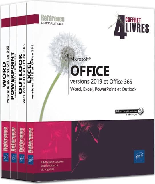 Microsoft Office (versions 2019 et Office 365) ; coffret de 4 livres : Word, Excel, PowerPoint et Outlook